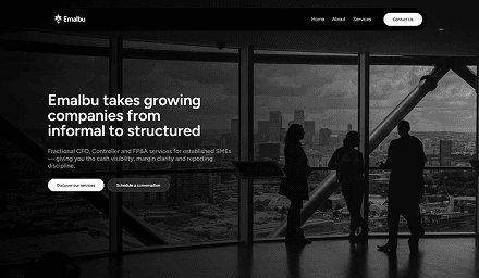 Emalbu professional services website — HTML to Framer migration preserving brand identity