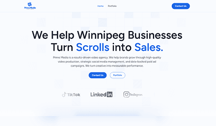 The Prime Media digital agency site — motion-forward editorial Framer build for Canadian studio