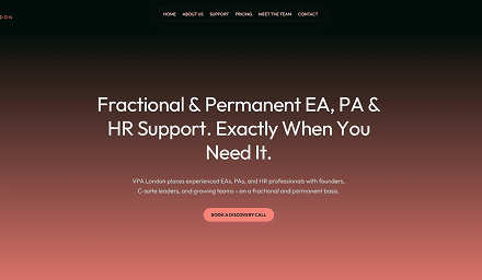 VPA London talent agency portfolio — editorial typography and roster filtering in Framer